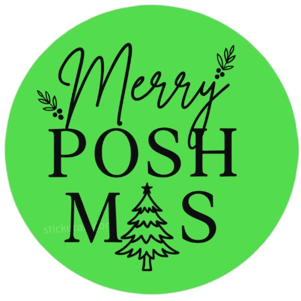 Merry Poshmas Stickers – 2” Round Labels, 3 Colors Available, Pack of 100